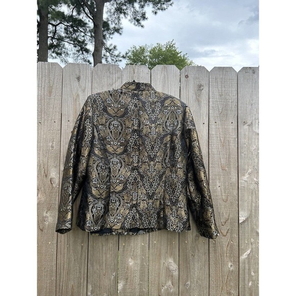 Vintage Sheri Martin Jacket Top Size 16W Black Gold Silver Buttons Whimsygoth - Picture 10 of 11